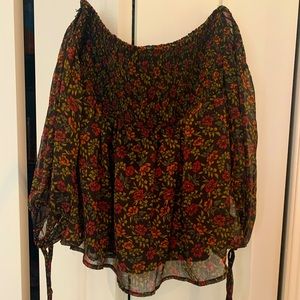 Off the shoulder floral shirt